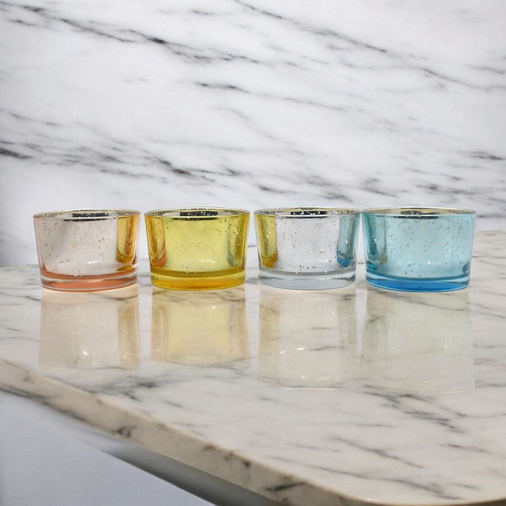 Mango Homes  Small Mercury Tealight Glass Candle Holder(Multicolour)Perfect for Home Decor