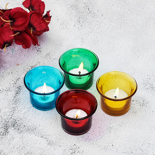 Mango Homes Multicolor Glass Votive Tealight Candle Holders Perfect for Home Decor