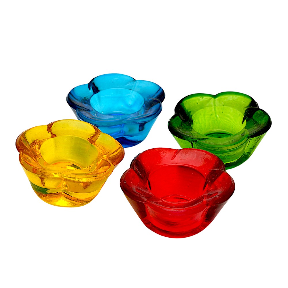 Mango Homes Flower Votive Glass Candle Holder(Multicolour)Perfect for Home Decor