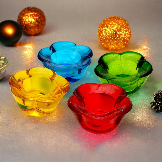 Mango Homes Flower Votive Glass Candle Holder(Multicolour)Perfect for Home Decor