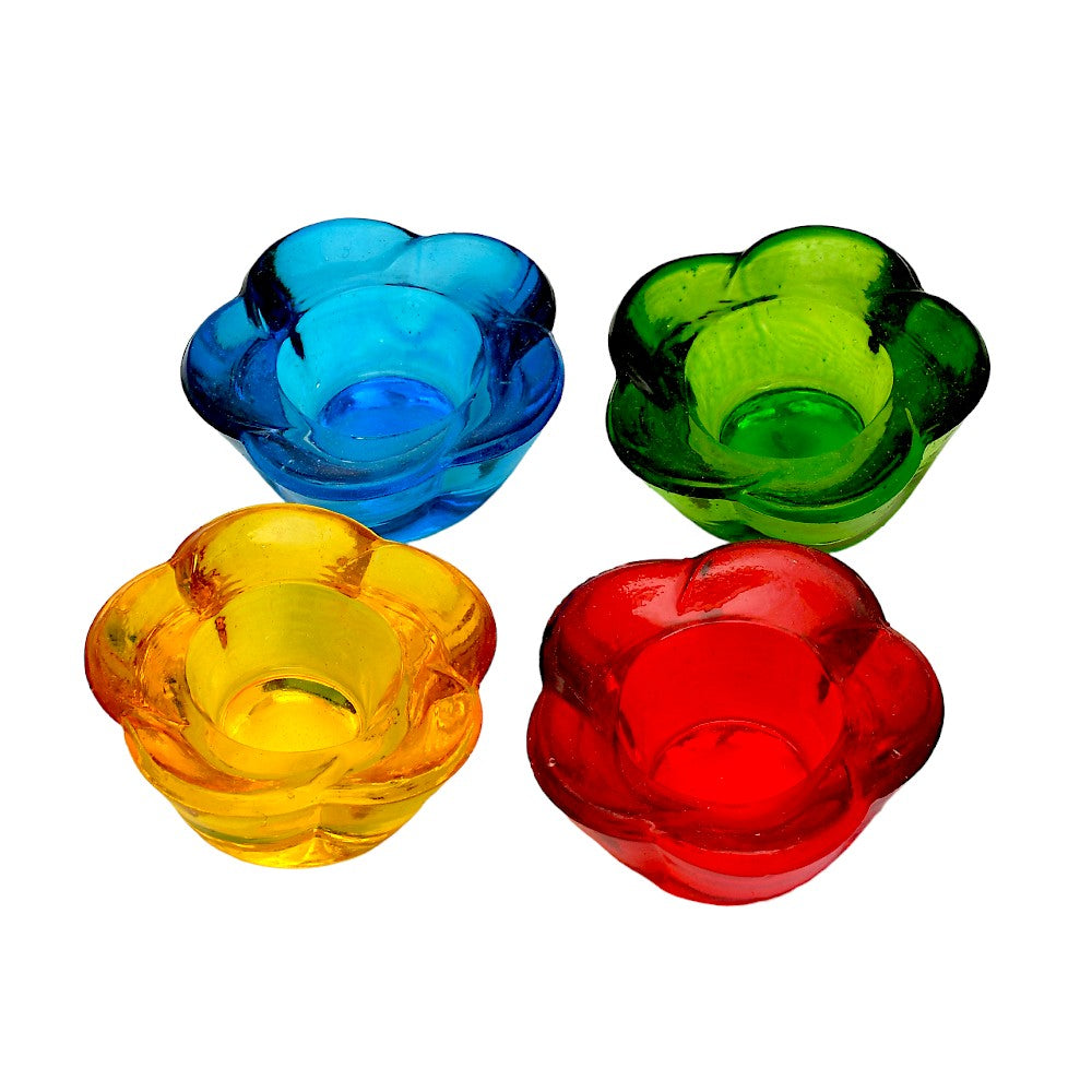 Mango Homes Flower Votive Glass Candle Holder(Multicolour)Perfect for Home Decor