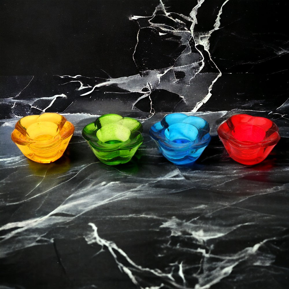 Mango Homes Flower Votive Glass Candle Holder(Multicolour)Perfect for Home Decor