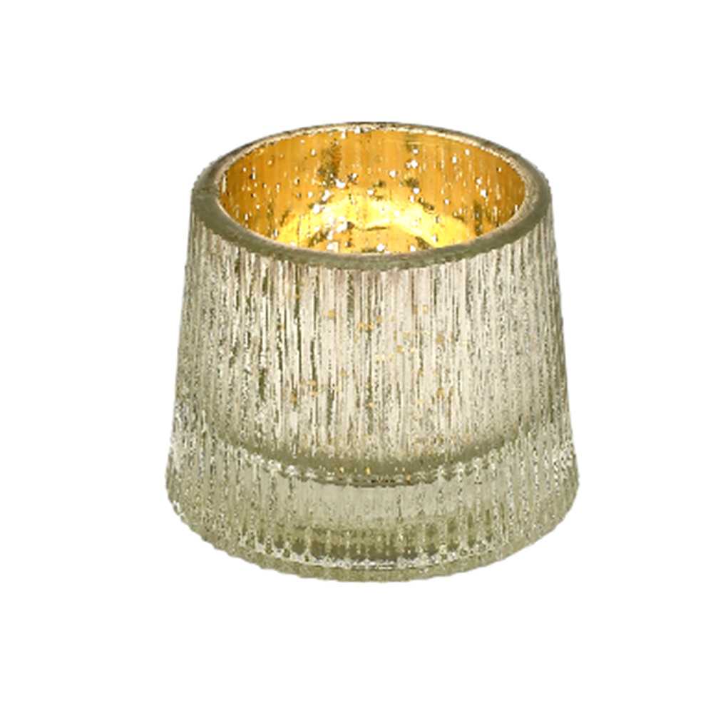 Mango Homes Glasseam Votive Tea Light Holder (Silver & Golden) Ribbed Votive Candle Holder