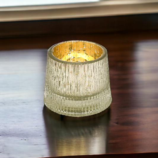 Mango Homes Glasseam Votive Tea Light Holder (Silver & Golden) Ribbed Votive Candle Holder