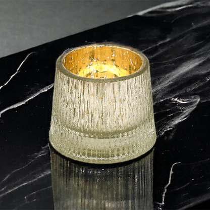 Mango Homes Glasseam Votive Tea Light Holder (Silver & Golden) Ribbed Votive Candle Holder