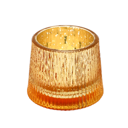 Mango Homes Glasseam Votive Tea Light Holder (Silver & Golden) Ribbed Votive Candle Holder