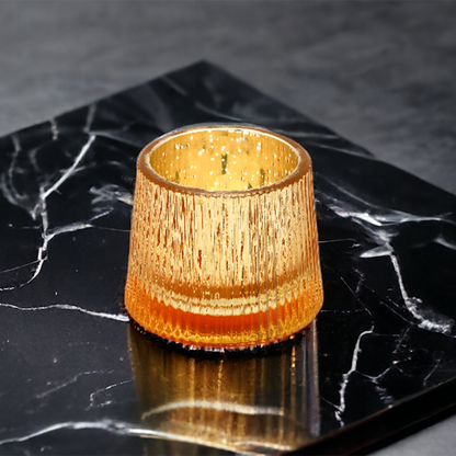 Mango Homes Glasseam Votive Tea Light Holder (Silver & Golden) Ribbed Votive Candle Holder