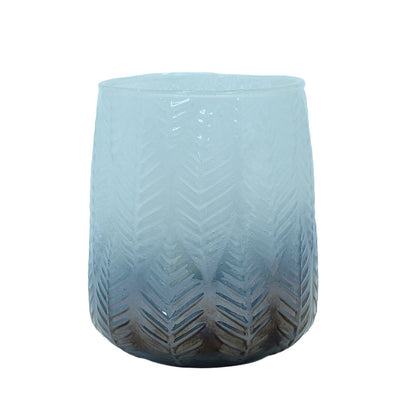 Mango Homes Petite Smoke Leaf Design Glass Vase in Dark Grey