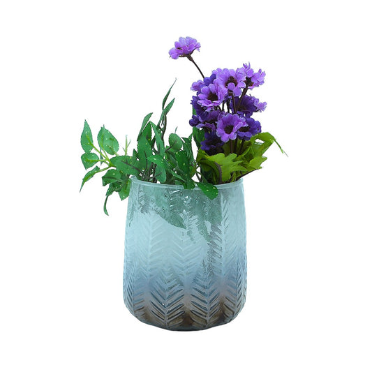 Mango Homes Petite Smoke Leaf Design Glass Vase in Dark Grey