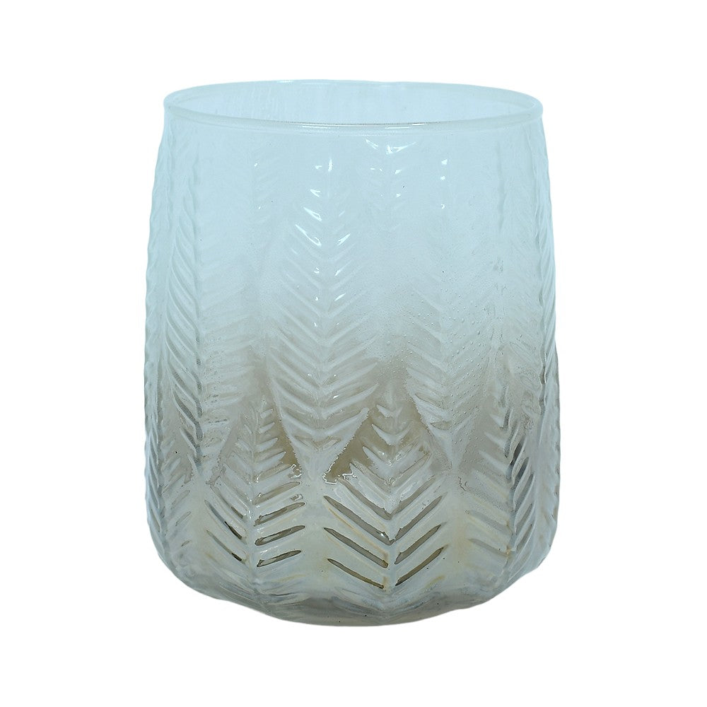 Mango Homes Petite Smoke Leaf Design Glass Vase in Light Yellow