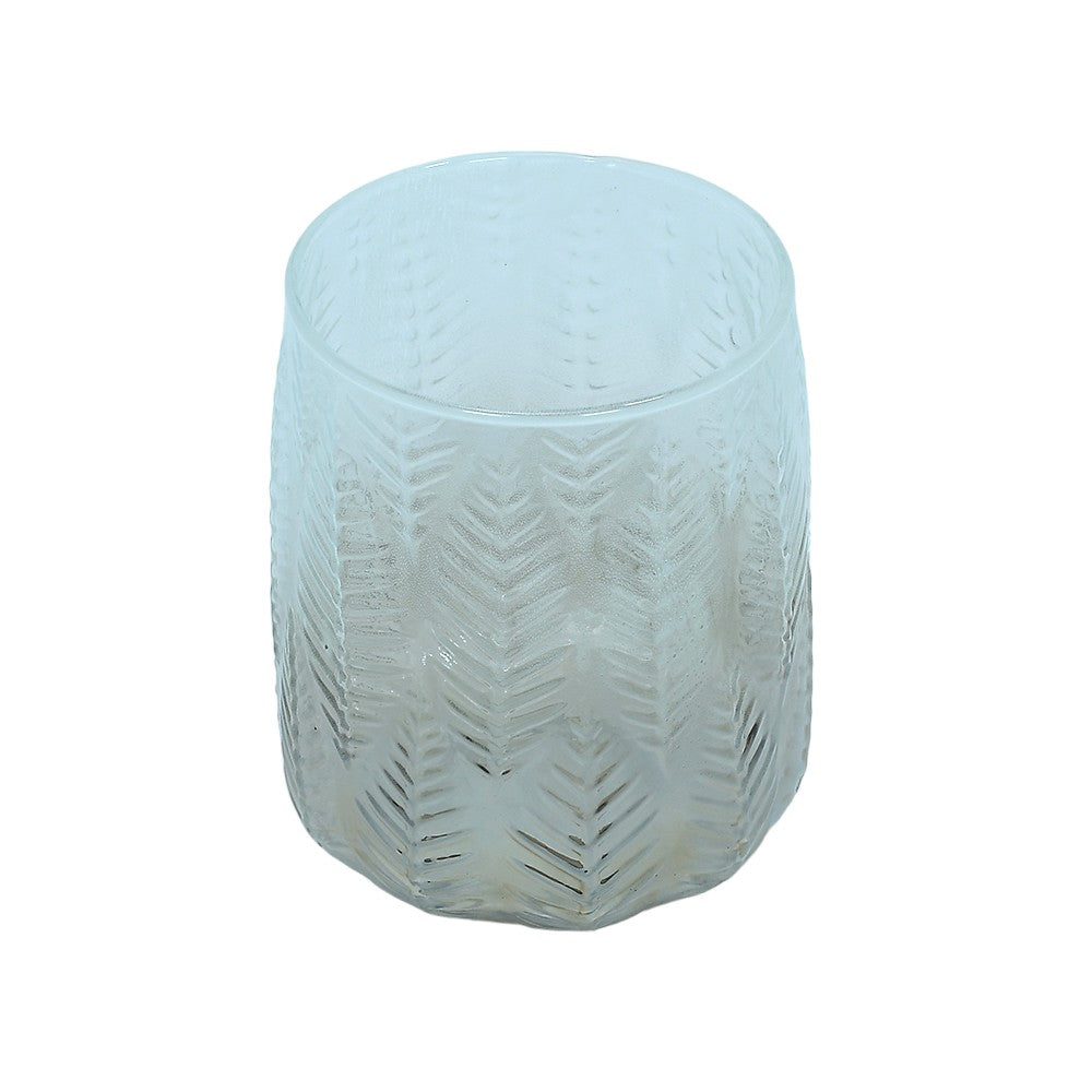 Mango Homes Petite Smoke Leaf Design Glass Vase in Light Yellow