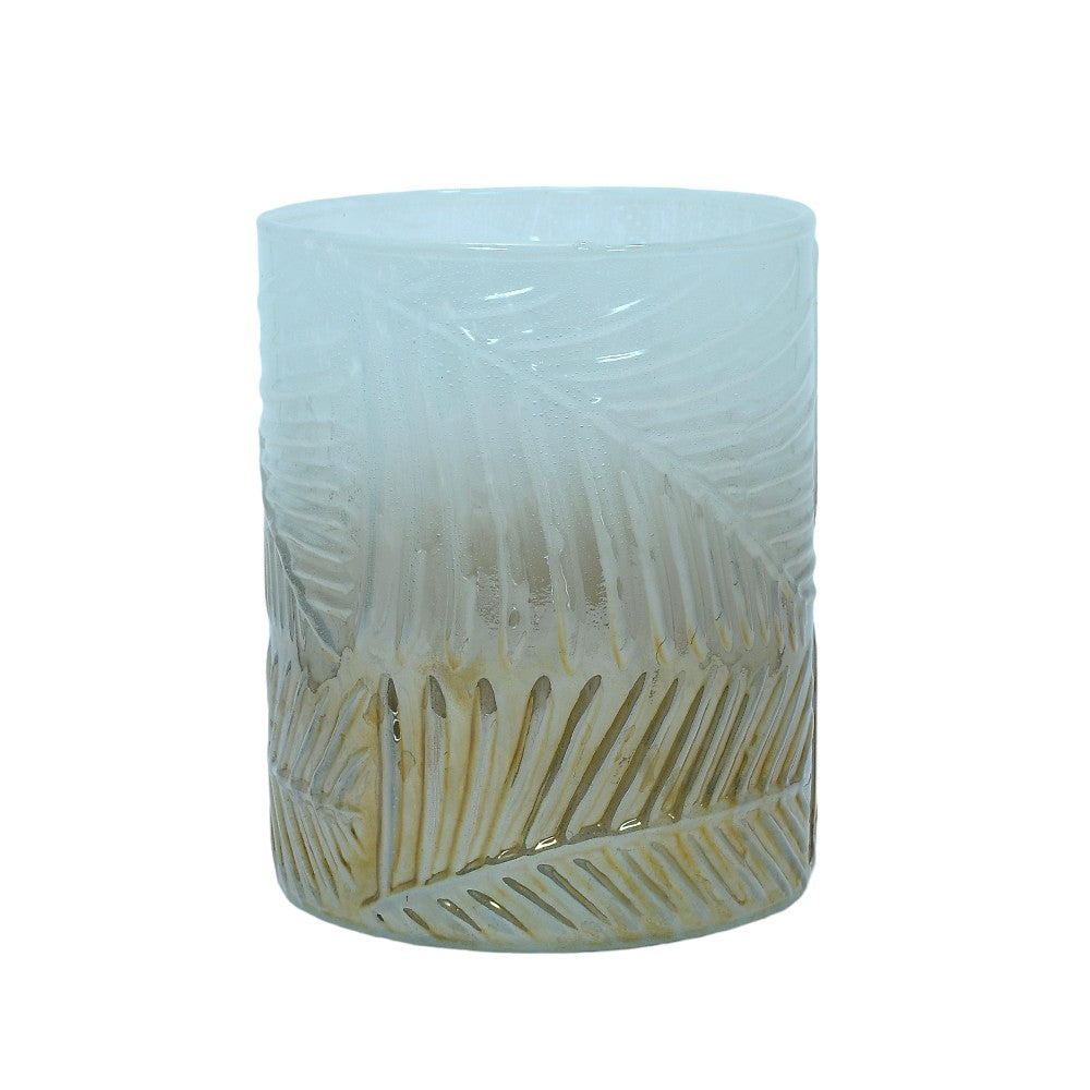 Mango Homes Petite Smoke Leaf Design Glass Vase in Yellow