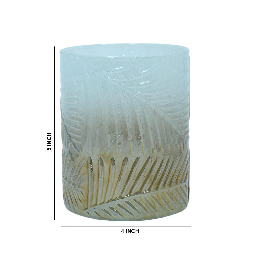 Mango Homes Petite Smoke Leaf Design Glass Vase in Yellow