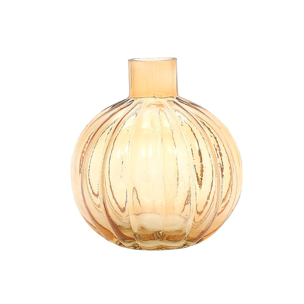 Mango Homes Autumn Décor with Handcrafted Pumpkin Bottle Glass Vase (Golden)