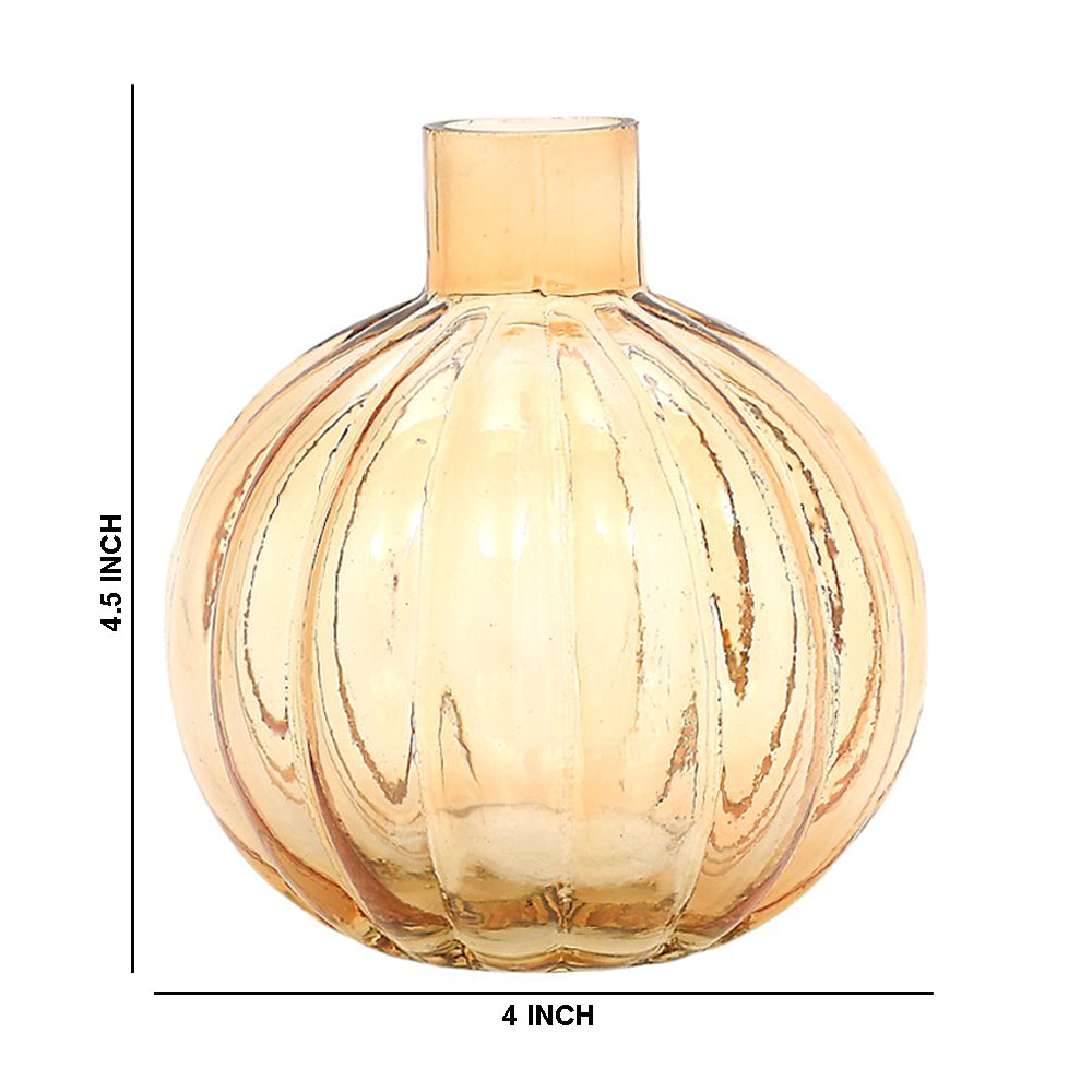 Mango Homes Autumn Décor with Handcrafted Pumpkin Bottle Glass Vase (Golden)