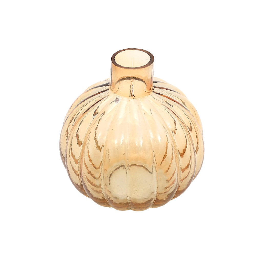 Mango Homes Autumn Décor with Handcrafted Pumpkin Bottle Glass Vase (Golden)