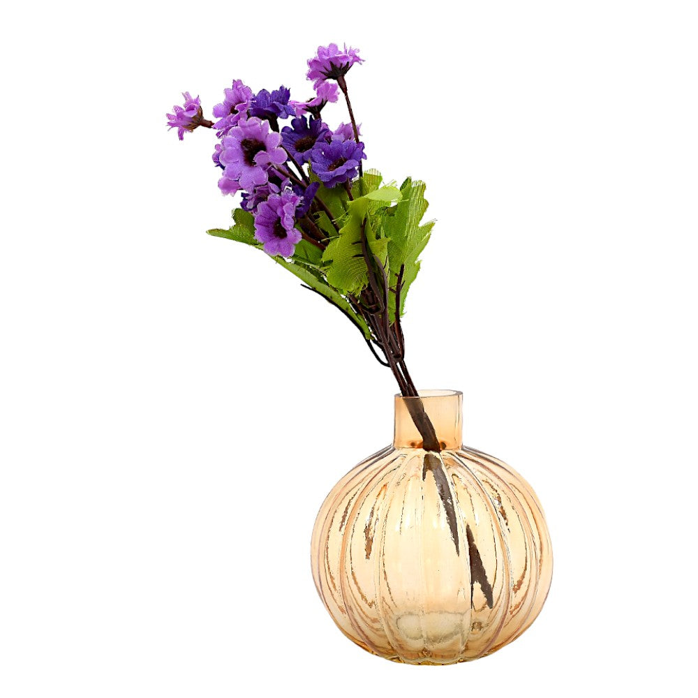 Mango Homes Autumn Décor with Handcrafted Pumpkin Bottle Glass Vase (Golden)