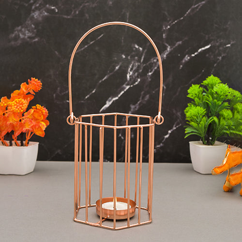 Mango Homes Metal Tea Light Candle Holder (Lining Basket) with Hanging Stand for Home Decor