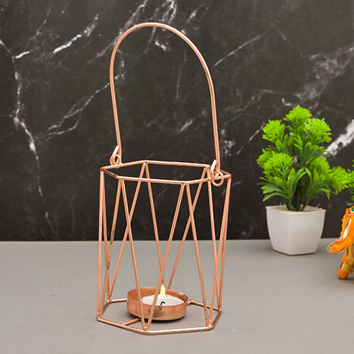 Mango Homes Metal Tea Light Candle Holder (Basket) with Hanging Stand for Home Decor