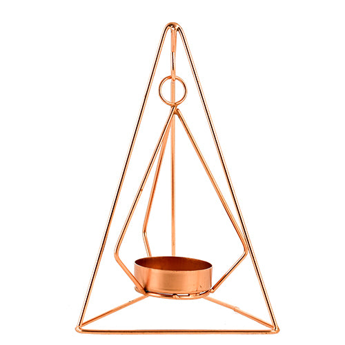 Mango Homes Metal Tea Light Candle Holder(Triangular &Hanging) for Home Decor,Festival Decorations,Gifting (Copper)