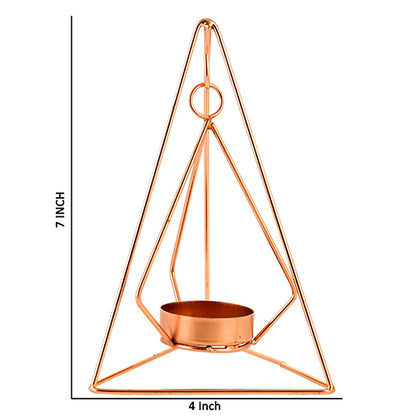 Mango Homes Metal Tea Light Candle Holder(Triangular &Hanging) for Home Decor,Festival Decorations,Gifting (Copper)