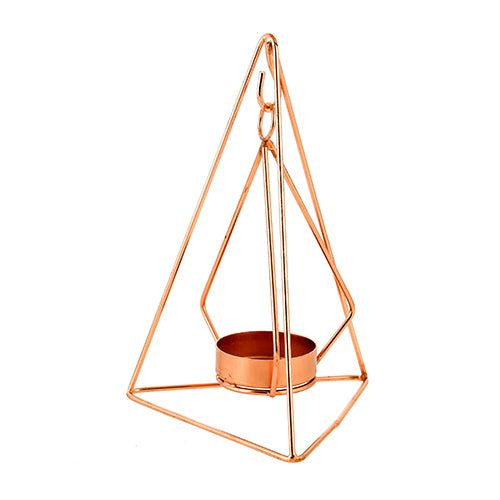 Mango Homes Metal Tea Light Candle Holder(Triangular &Hanging) for Home Decor,Festival Decorations,Gifting (Copper)