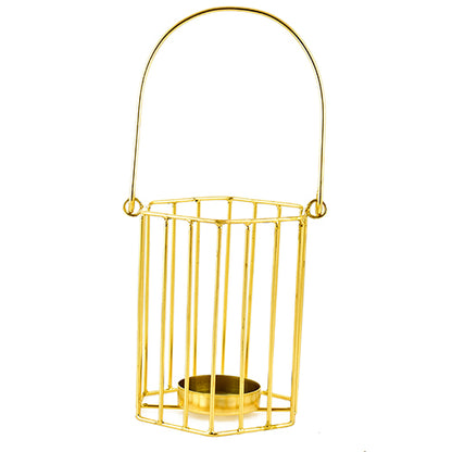 Mango Homes Metal Tea Light Candle Holder (Lining Basket) with Hanging Stand for Home Decor