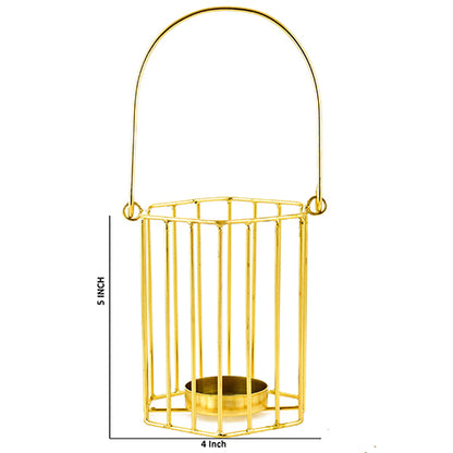 Mango Homes Metal Tea Light Candle Holder (Lining Basket) with Hanging Stand for Home Decor