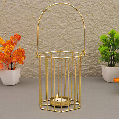 Mango Homes Metal Tea Light Candle Holder (Lining Basket) with Hanging Stand for Home Decor