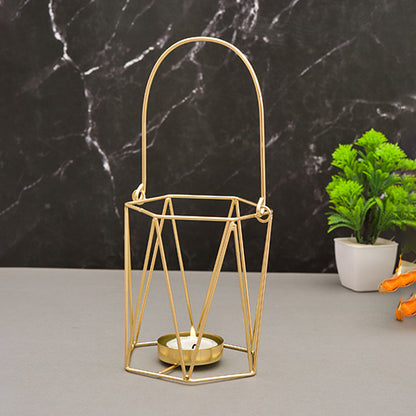 Mango Homes Metal Tea Light Candle Holder (Basket) with Hanging Stand for Home Decor