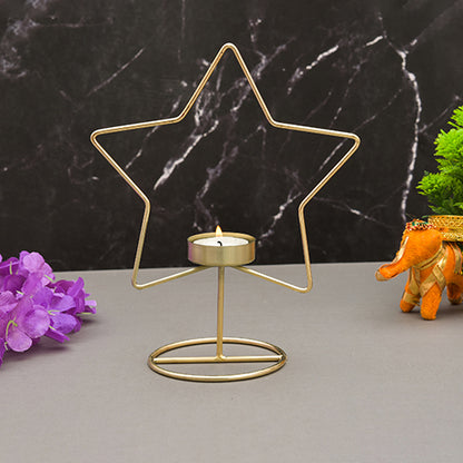 Mango Homes Metal Tea Light Candle Holder Stand(Star Shape) for Home Decor