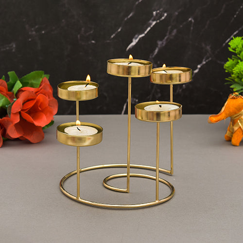 Mango Homes Metal Tea Light Candle Holder Stand for Home Decor(GOLD)