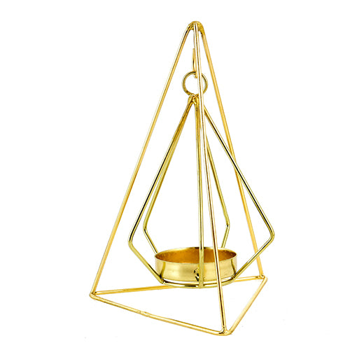 Mango Homes Metal Tea Light Candle Holder(Triangular &Hanging) for Home Decor,Festival Decorations,Gifting (Golden)