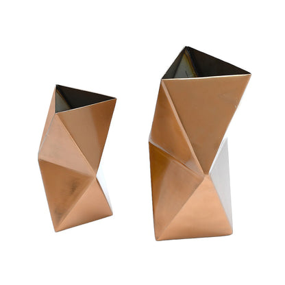 Mango Homes Flourishing Grace Handcrafted  Geometric Copper Floral Vases