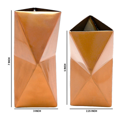 Mango Homes Flourishing Grace Handcrafted  Geometric Copper Floral Vases