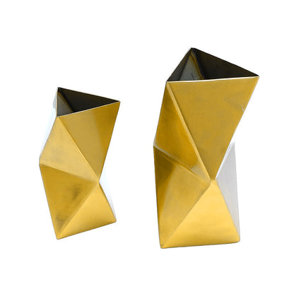 Mango Homes Flourishing Grace Handcrafted  Geometric Golden Floral Vases