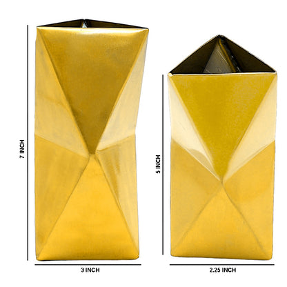 Mango Homes Flourishing Grace Handcrafted  Geometric Golden Floral Vases