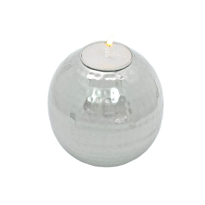 Mango Homes Artisan Crafted Petite Silver Hammered Metal Ball Tea Light Holder