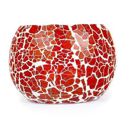 Mango Homes Glass Crackle Tea Light Holder (RED)