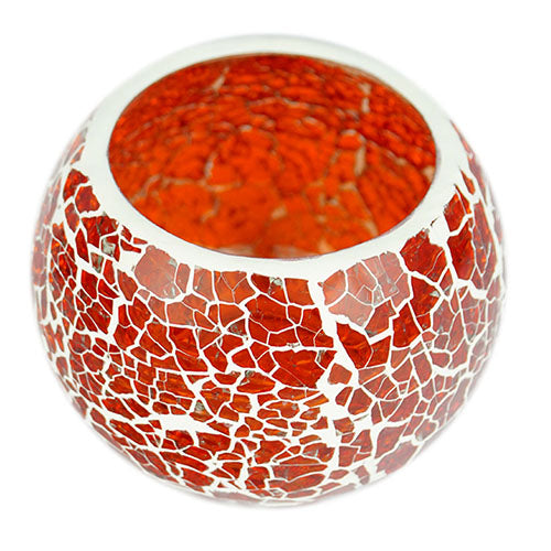 Mango Homes Glass Crackle Tea Light Holder (RED)