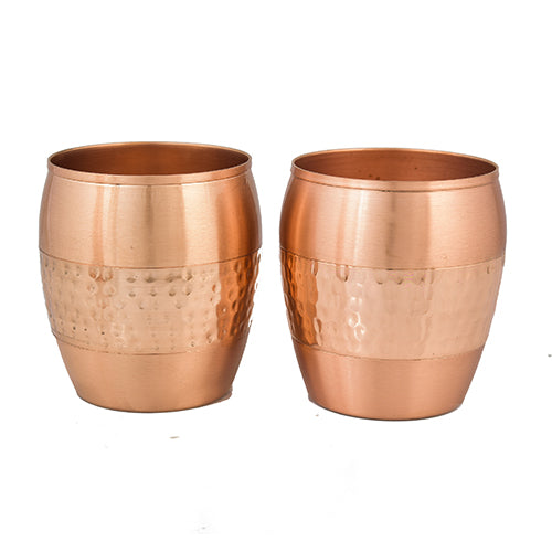 Pure Copper Water Bottle With 2 Tumblers|Lacquer Hammered Design