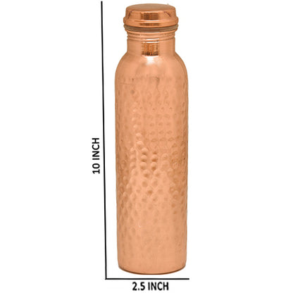 Pure Copper Water Bottle With Lacquer Hammered Design 1 litre(1000ml)