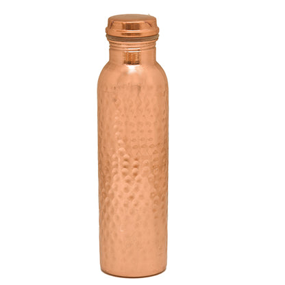 Pure Copper Water Bottle With Lacquer Hammered Design 1 litre(1000ml)