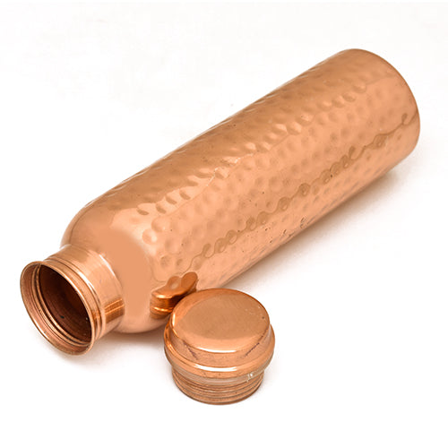 Pure Copper Water Bottle With Lacquer Hammered Design 1 litre(1000ml)