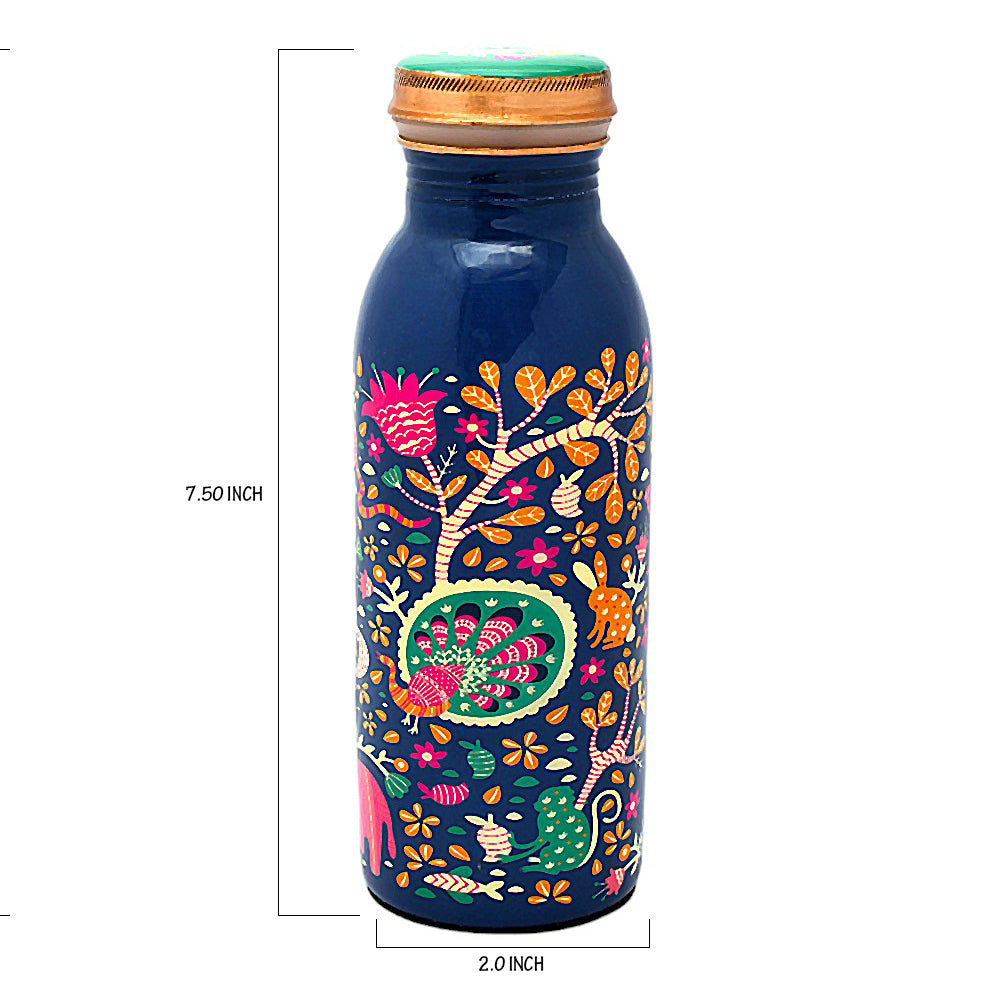 Pure Copper Water Bottle 500ml ( Meena Printed)