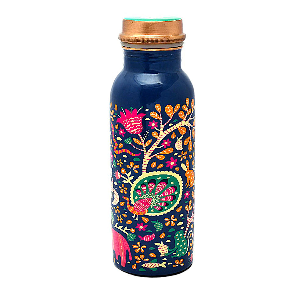 Pure Copper Water Bottle 750ml (Meena Printed )