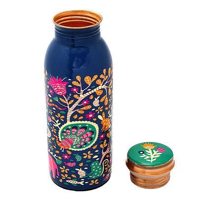 Pure Copper Water Bottle 750ml (Meena Printed )