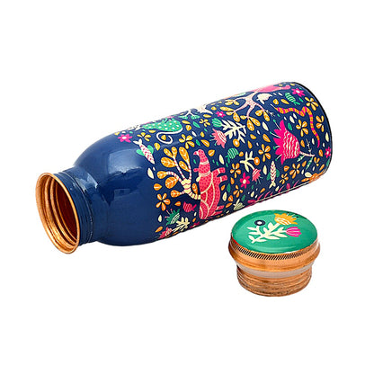 Pure Copper Water Bottle 750ml (Meena Printed )