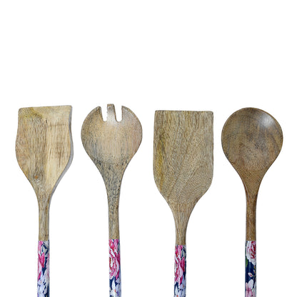 Mango Homes Wooden Floral Printed Spatula