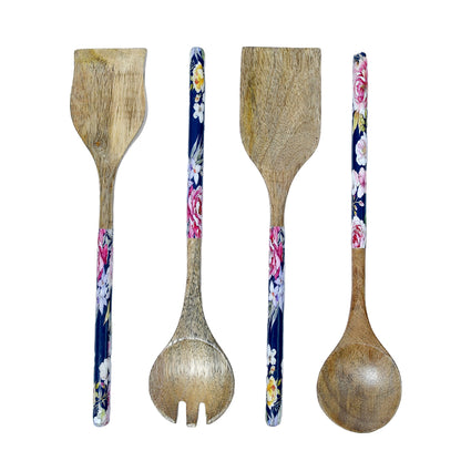 Mango Homes Wooden Floral Printed Spatula